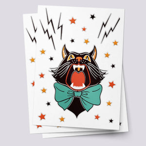 Trad Shouting Cat - 3 pack - Temp. Tattoo